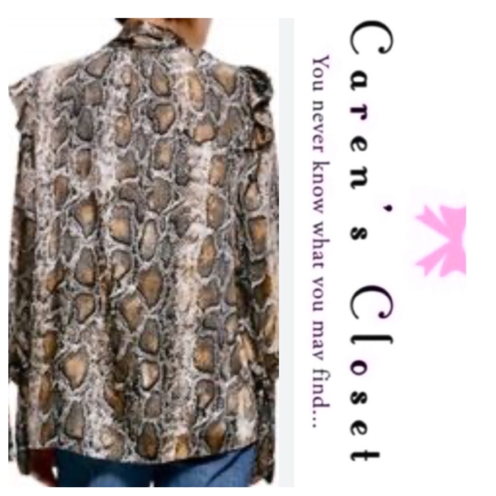 Zara Snake Print Blouse - Brown and Black - Picture 4 of 9